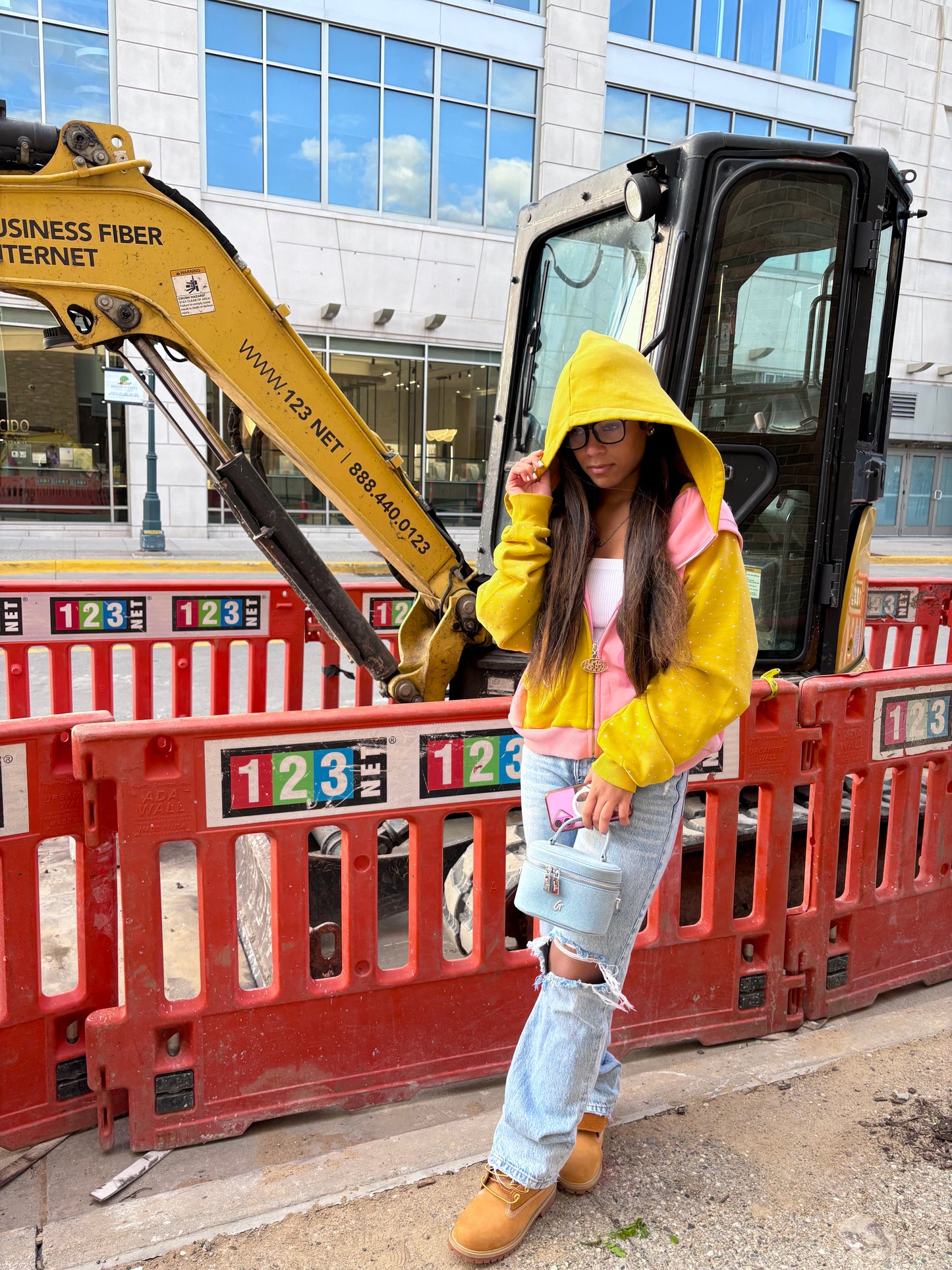 Pink & Yellow NO DAYS OFF zip up