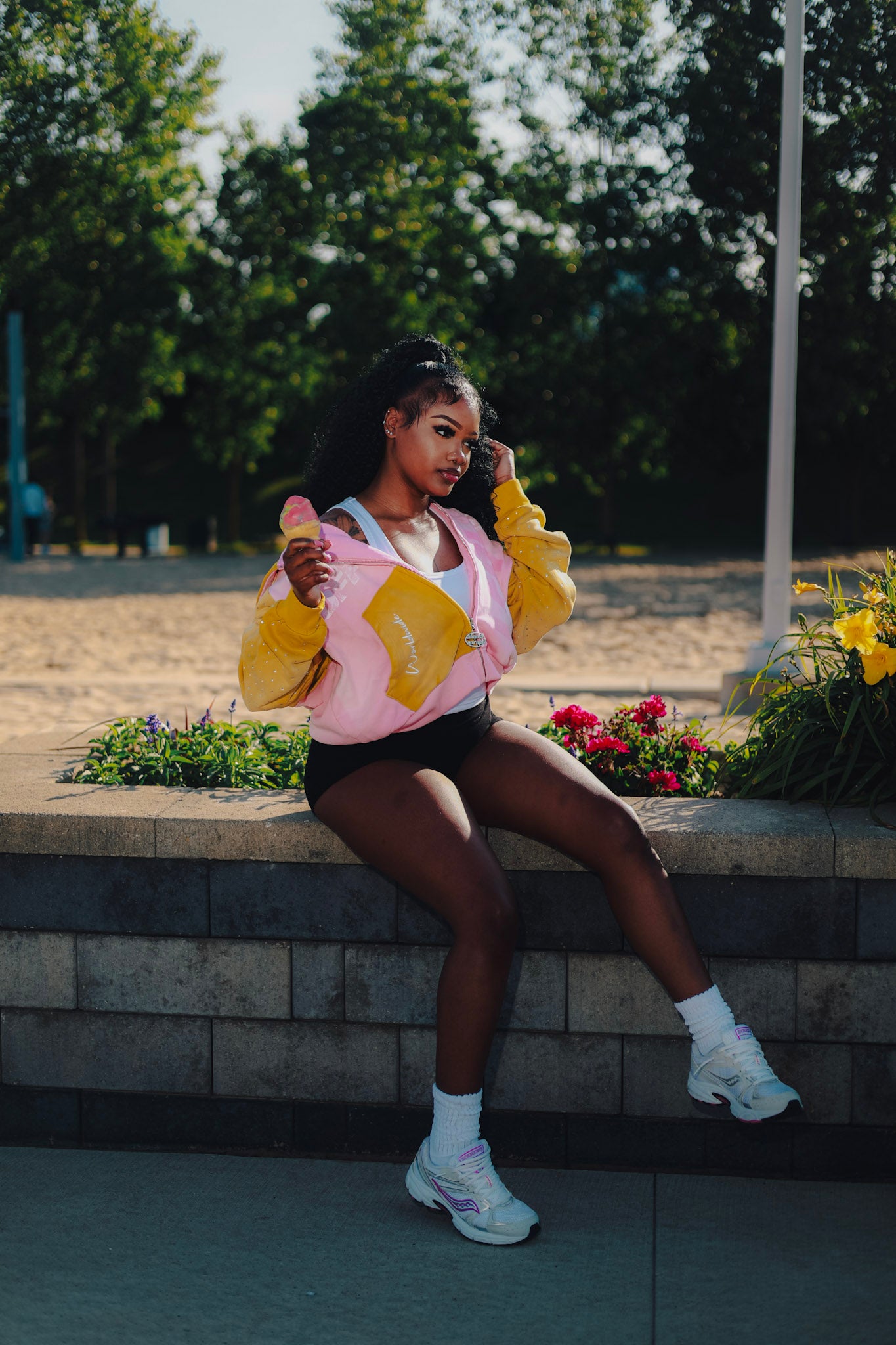 Pink & Yellow NO DAYS OFF zip up