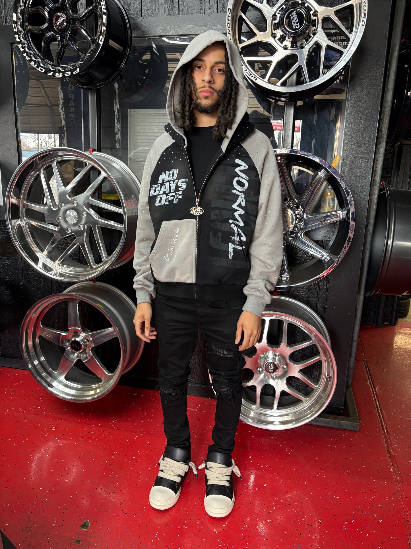 Black & Grey NO DAYS OFF zip up