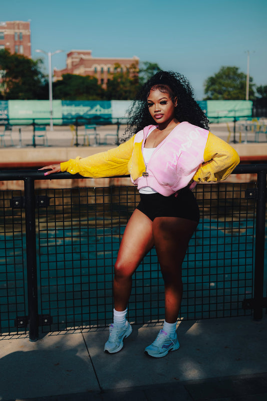 Pink & Yellow NO DAYS OFF zip up
